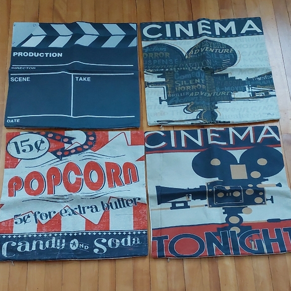 Other - New Set Of 4 Movie Tv Themed 17" Pillow Case Covers Zipper Home Theater